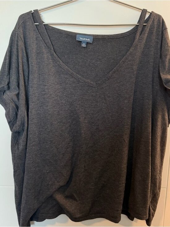 Tops - Gray Oversized Short Sleeve Tee